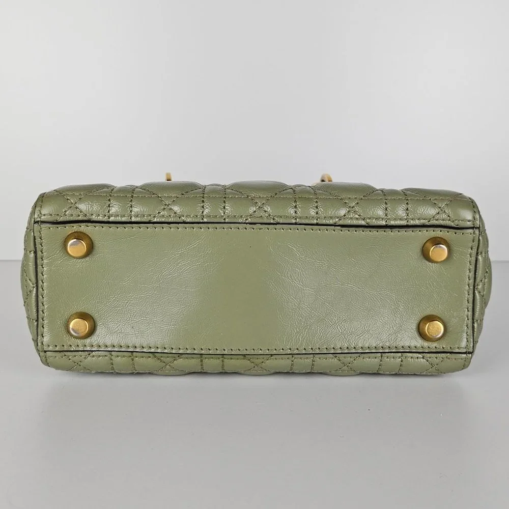 SOLD Christian Dior Lambskin Cannage Small My ABCDior Lady Dior Green - Picture 4 of 7